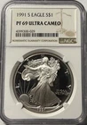 1991-S American Silver Eagle -  beautiful near perfect NGC PF69 Ultra Cameo