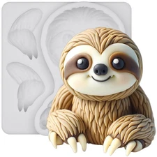 Sloth Fondant Mold Woodland Animal Cake Topper Decor Baking Tool 2.7 Inch