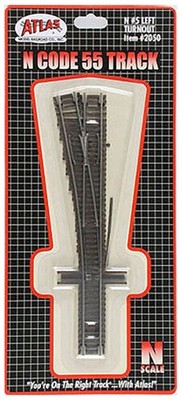 Atlas N Scale Code 55 #5 Left-Hand Turnout/Switch Model Train Track