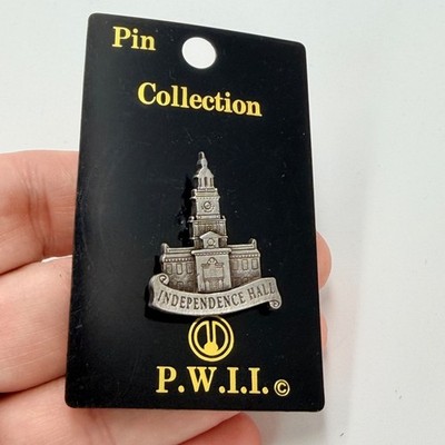 Pewter Independence Hall Lapel Pin Philadelphia Landmark Vintage New on Card