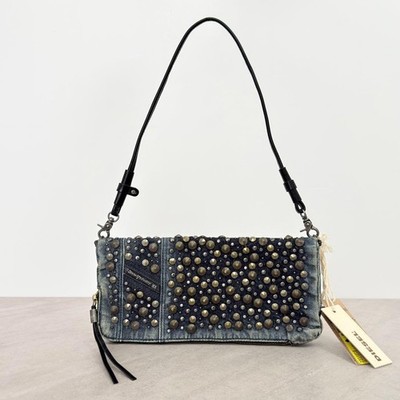 Diesel Denim Studded 2Way Shoulder Bag Indigo Crossbody Handbag Tags Cards