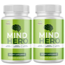 MIND HERO- Brain Support- 2 Bottles- 120 Capsules