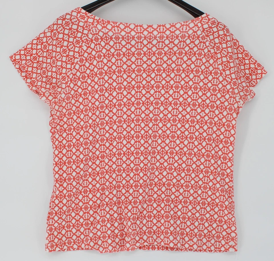 Basic Editions Shirt Womens XL Geometric Print Short Sleeve Casual Top Orange - Image 2 of 4