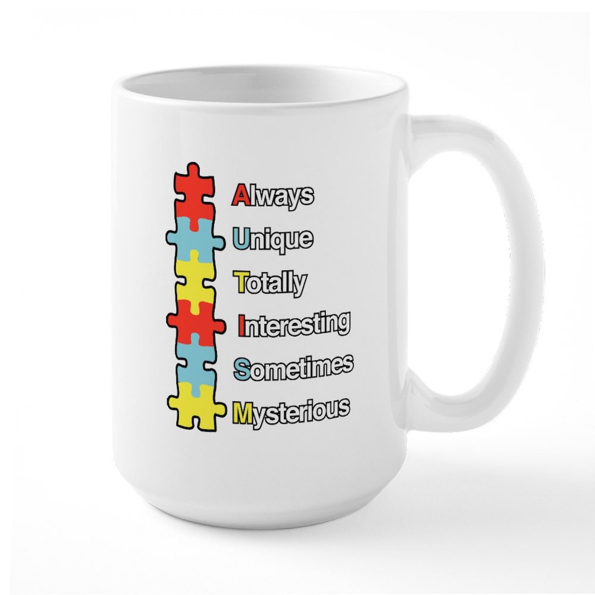 CafePress Autism Acronym 15 Oz Ceramic Large Mug (186635923)