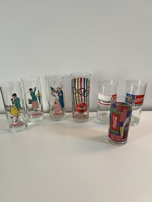 Retro Glas Coca Cola 7 Gläser Sammlung Vintage