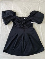 NWT VENUS Black Puff Sleeve Taffeta Womens Dress Evening