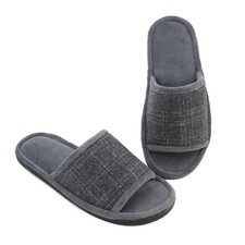 House Slippers for Men Open Toe with Micro Suede  Comfortable Indoor Slip on M...