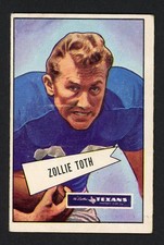 1952 Bowman Large ZOLLIE TOTH Dallas Texans #58 VG/EX Condition (3)