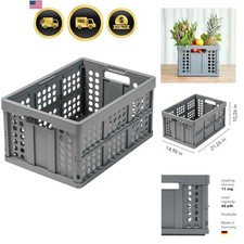 crate folding box basket 48 qt 12 gal grey