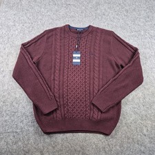 Image of Crew Clothing Company Jumper Mens Extra Large Red Cable Knit Wool Pullover