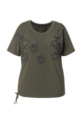 Ulla Popken Damen große Größen T Shirt Blüten Oversized Rundhals Langarm