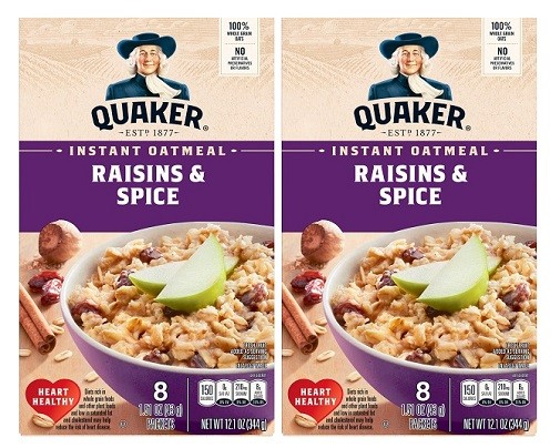 Quaker Instant Oatmeal Hot Cereal Raisins & Spice 2 Pack