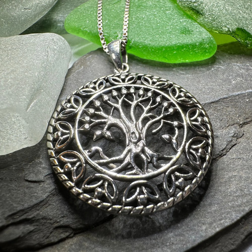 Sterling Silver Celtic Tree of Life Necklace Irish Ireland Nature Pendant 925