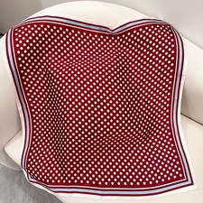 26"X26"Claret Dots Print Pure Mulberry Satin Silk12momme Scarf 65x65cm6-19
