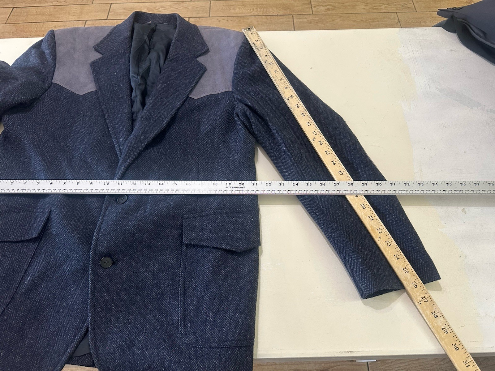 Men’s Pendleton Wool Two Button Navy Blue Herring… - image 8