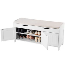 VEVOR Shoe Bench Cushion and Adjustable Shelf 41.3x13.8x19.8" 3 Compartments