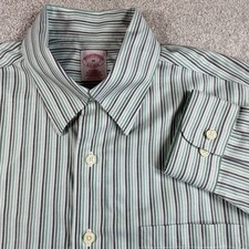 Brooks Brothers Medium Non-Iron Supima Cotton Striped Button Down Shirt Green