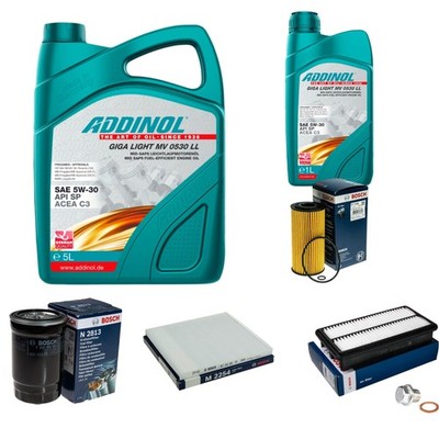 BOSCH Inspektionspaket 6L ADDINOL GIGA LIGHT MV 5W-30 für KIA Carnival/Grand VQ