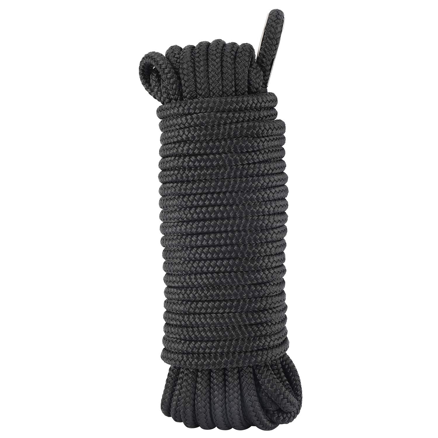DasMarine 50 ft Anchor Line,Double Braided Nylon Anchor Rope with Stainless S...