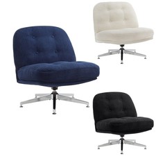 IWMH Lesesessel Cordstoff Drehstuhl ohne Rolle Stuhl für Schminktisch Homeoffice