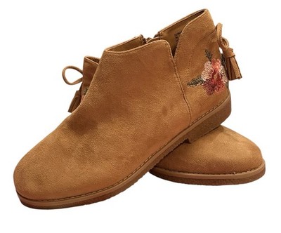 Comfortview Sienna Faux Suede Side Zip Embroidered Booties Women s Size 7W Brown