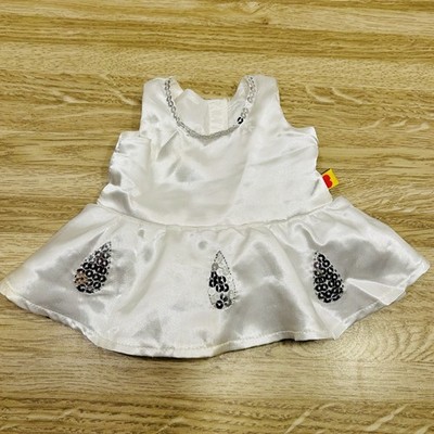 BUILD A BEAR Smurfette  The Smurf Movie  White Satin Dress Silver Sequins *READ
