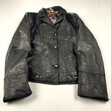 Leather Jacket Black Y2K Fitted Button Zip Moto Vintage Grunge Streetwear