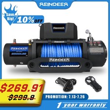 Reindeer 9500lbs Electric Winch Synthetic Rope 12v Towing Trailer Truck Off Road Reindeer 9500lbs Electric Winch Synthetic Rope 12v Towing Trailer Truck Off Road