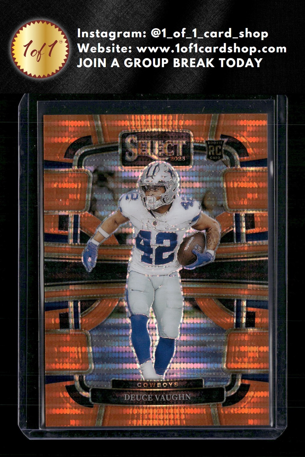 2023 Panini Select #28 Deuce Vaughn Neon Orange Pulsar Prizms #5/7 RC AB