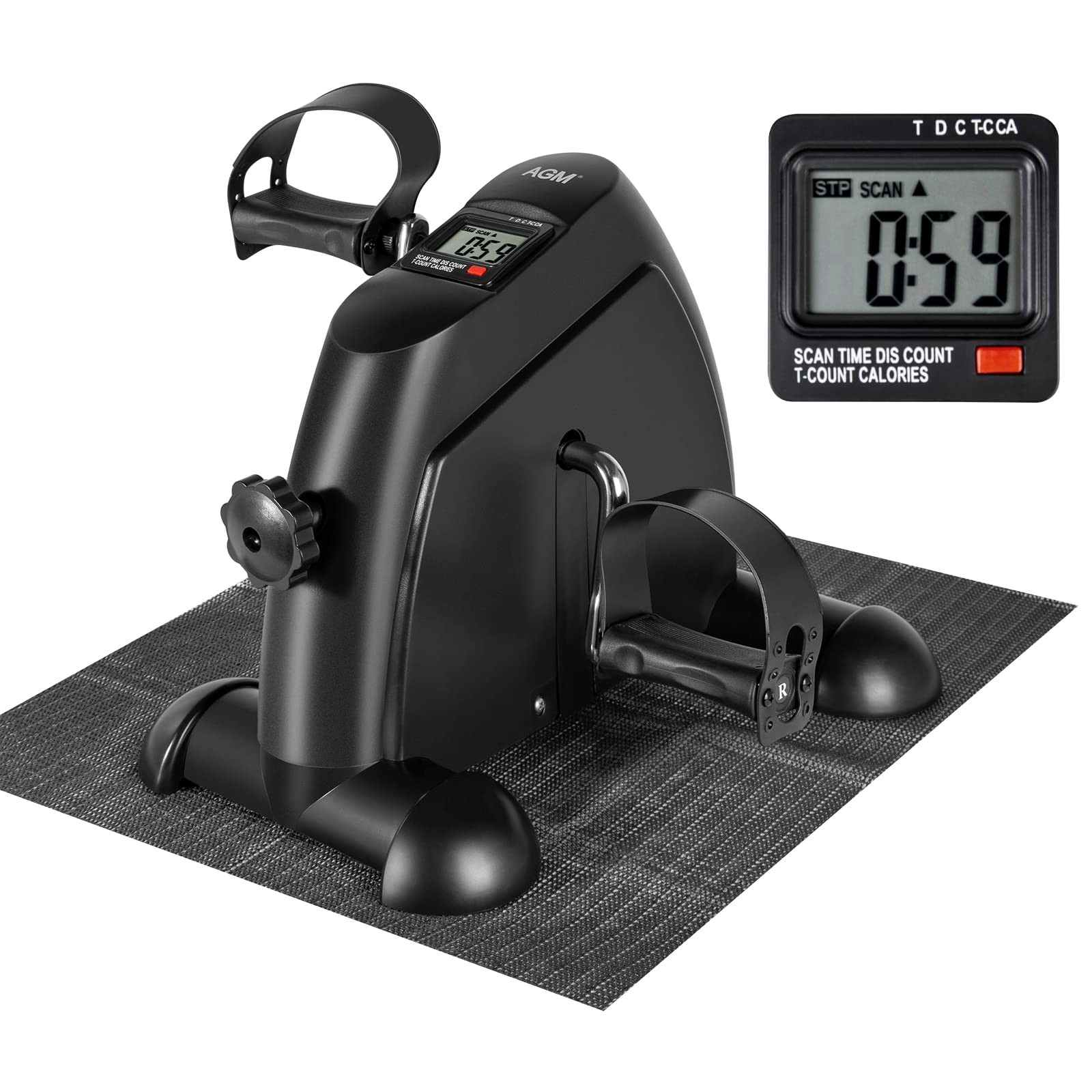 AGM Mini Exercise Bike Pedal Sit Down, Under Desk 15.98*13.8*12.6“, Black