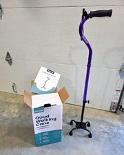 PELEGON Quad Walking Cane 4-Prong Lightweight Adjustable Purple/Black
