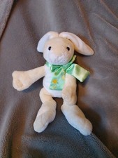Asda Yellow Bunny Rabbit With A Green Bow Soft Toy Plush. 10"