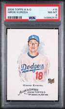 2008 TOPPS ALLEN & GINTER #16 HIROKI KURODA ROOKIE RC PSA 8