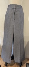 Vintage 1970s Women  s High waist Blue Houndstooth Bell Bottom Pants Waist 26  