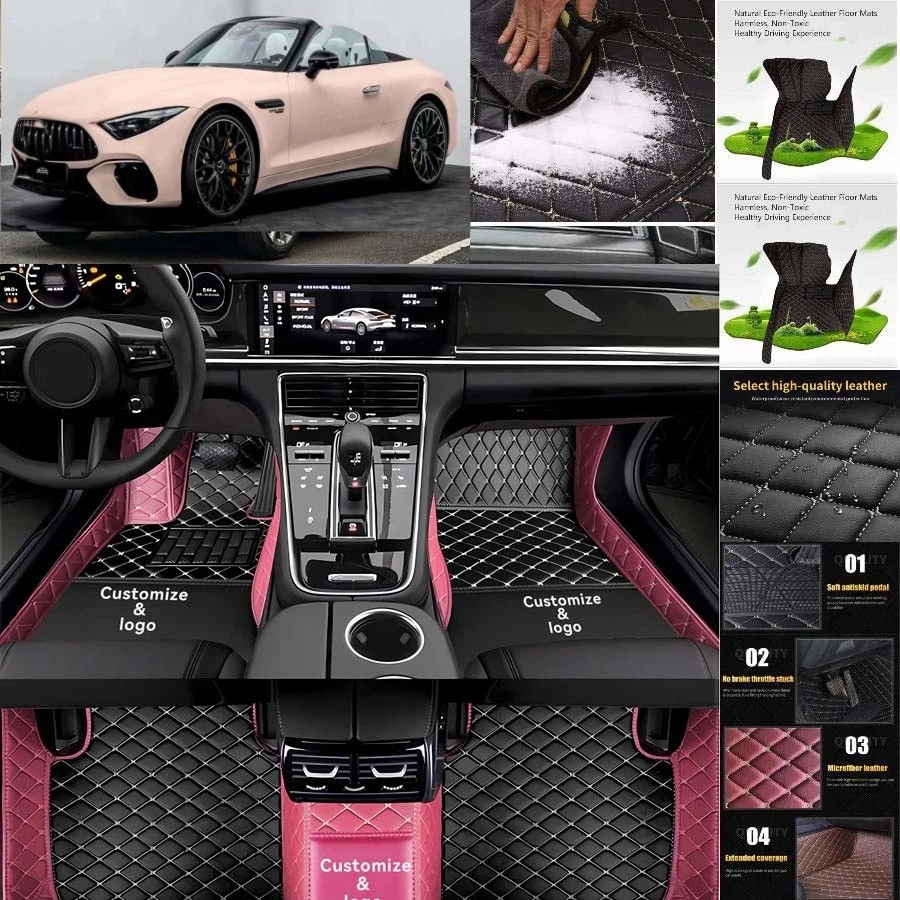 For Mercedes Benz SL Car Floor Mats Anti-Slip Carpets Handmde Liners Foto 2 de 4