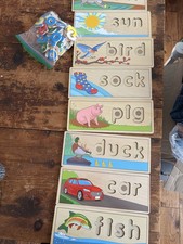 Reversible Wooden Word Puzzles 8 Pieces 16 Words With Wooden Letters Alphabet