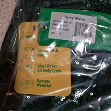 Tipsy Elves Green Sequin High Waisted Leggings Women s Size 1X NWT Holiday Party