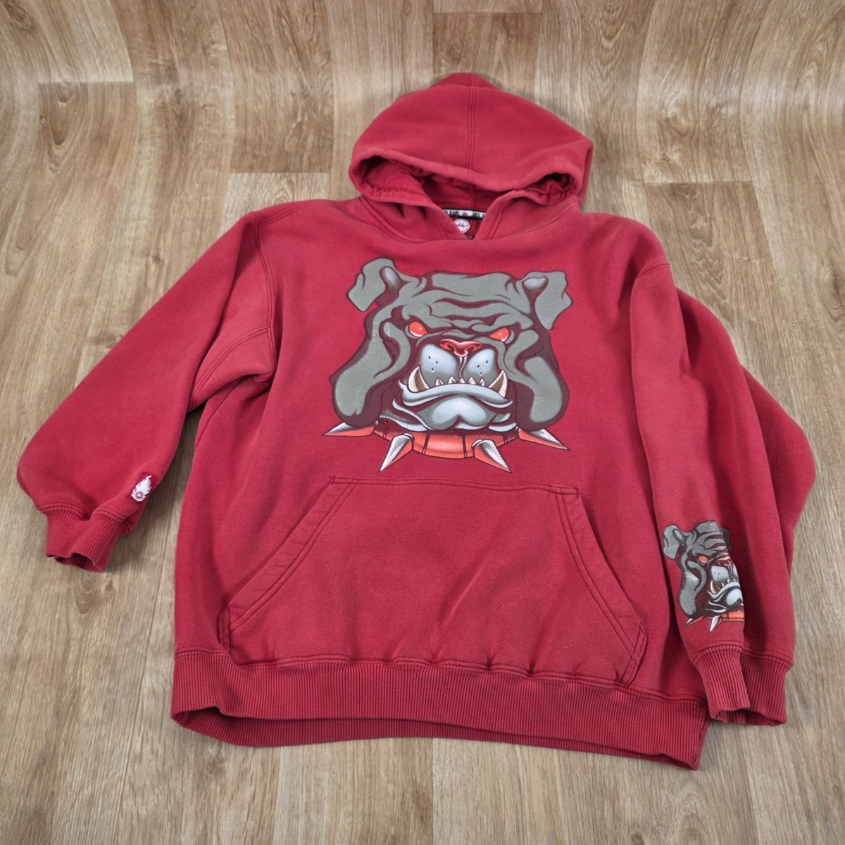 Vtg 90's JNCO Jeans Sweatshirt Bulldog Logo Size S YOUTH Red