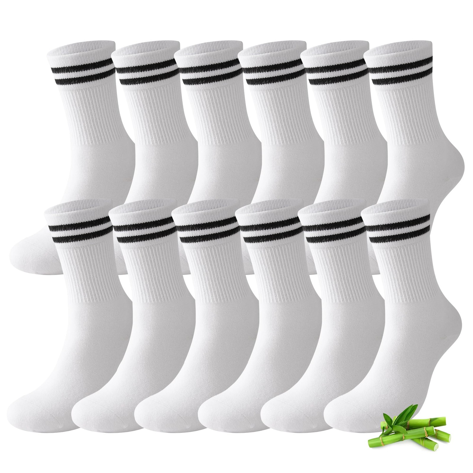Chaussettes de tennis en bambou pour le sport et la marche active lot de 6 paires gris