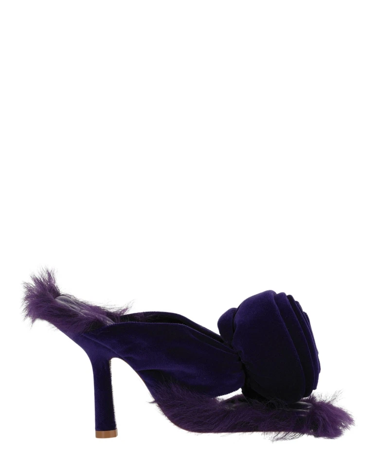 Burberry Womens Step Rose Velvet Heeled Sandals