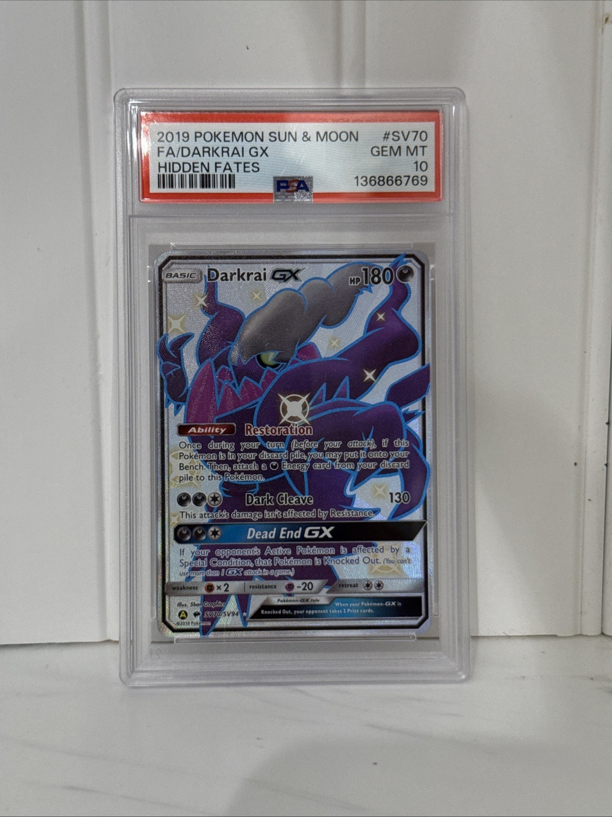 Pokemon 2019 Hidden Fates Shiny Vault Darkrai GX SV70/SV94 Holo PSA 10
