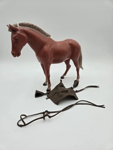 Vintage 9” Marx Horse With Accessories