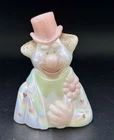 Vintage FENTON Opalescent Art Glass Clown Figurine with Painted Hearts Signed