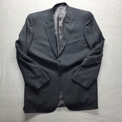 Corneliani Men's Gray 100% Virgin Wool Sport Coat Jacket Regular Stripped Black 