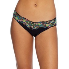 Hanky Panky BLACK NEON LIGHTS Supima Cotton V-Kini Panty, US Large