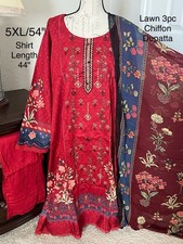 Size 54  52 LAWN 3pc Shalwar Kameez Stitched Embroidered Suits Pakistani