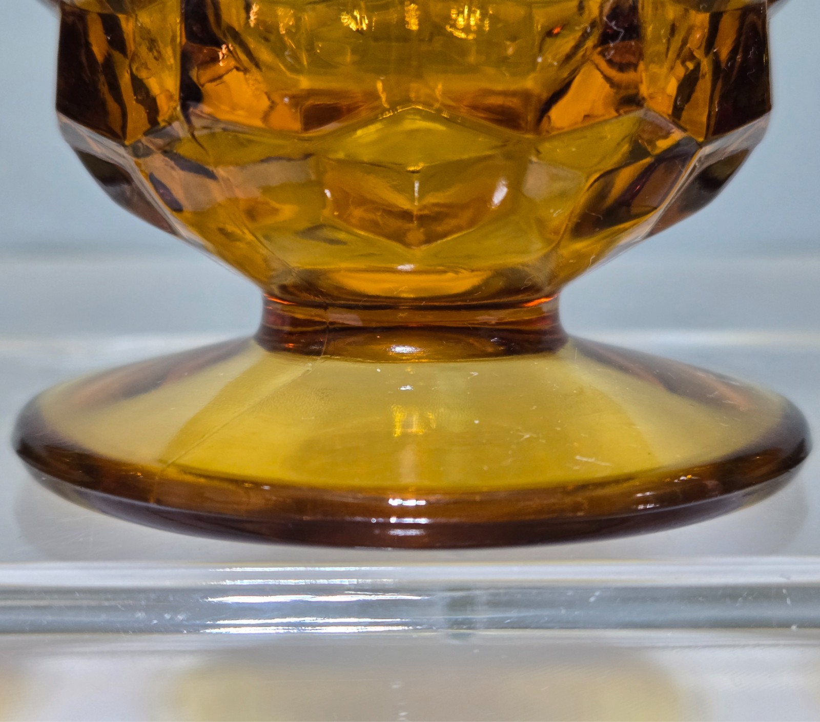 Set of 4 INDIANA GLASS Colony Whitehall Amber Cubist Drinking Glass Tumblers  6"