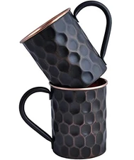  20 Oz Honeycomb Black Matte Moscow Mule Mugs Pure Copper Cups for Drinking 