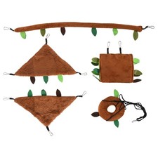5Pcs Hamster Sugar Glider Hanging Cage Accessories Set Leaf Wood  Small9542