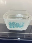 Vintage Pyrex 501 Blue Amish Butterprint Refrigerator Dish with Lid Excellent